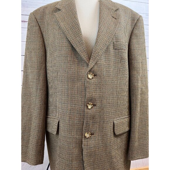 Oscar de la Renta Blazer Sport Coat 42R 42 Regular 100% Wool Lined Herringbone - Picture 11 of 12